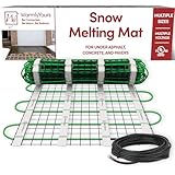 WarmlyYours 2x10 ft. Electric Ice and Snow Melting Mat 120V 1000 Watts - Embedded Under Asphalt, Concrete, or Pavers - Radiant Heated Driveway, Walkways, Sidewalks, Patios, Porch, Ramps PowerMat