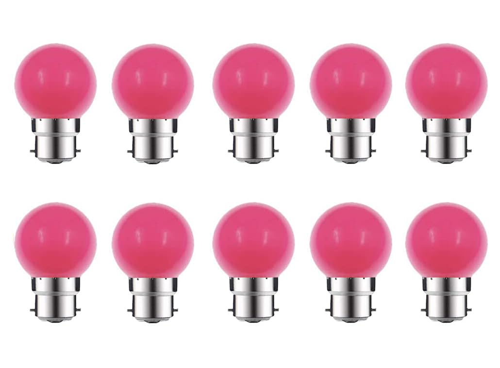 ZFQ 10 Pack B22 Bayonet Colored LED Light Bulbs 2W G45 Golf Ball Mini Globe Bulb Lighting Bulbs,Pink for Outdoor Indoor String Patio Garden Party Christmas