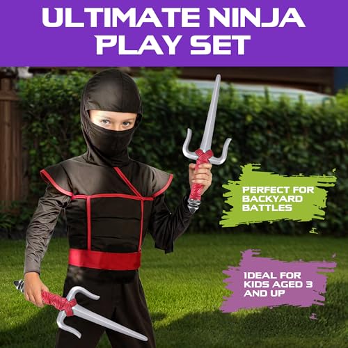 liberty imports ninja toy weapons kids role play set with 2 katana swords 2 sais 4 shuriken and bo staff for children dress up pretend play battles
