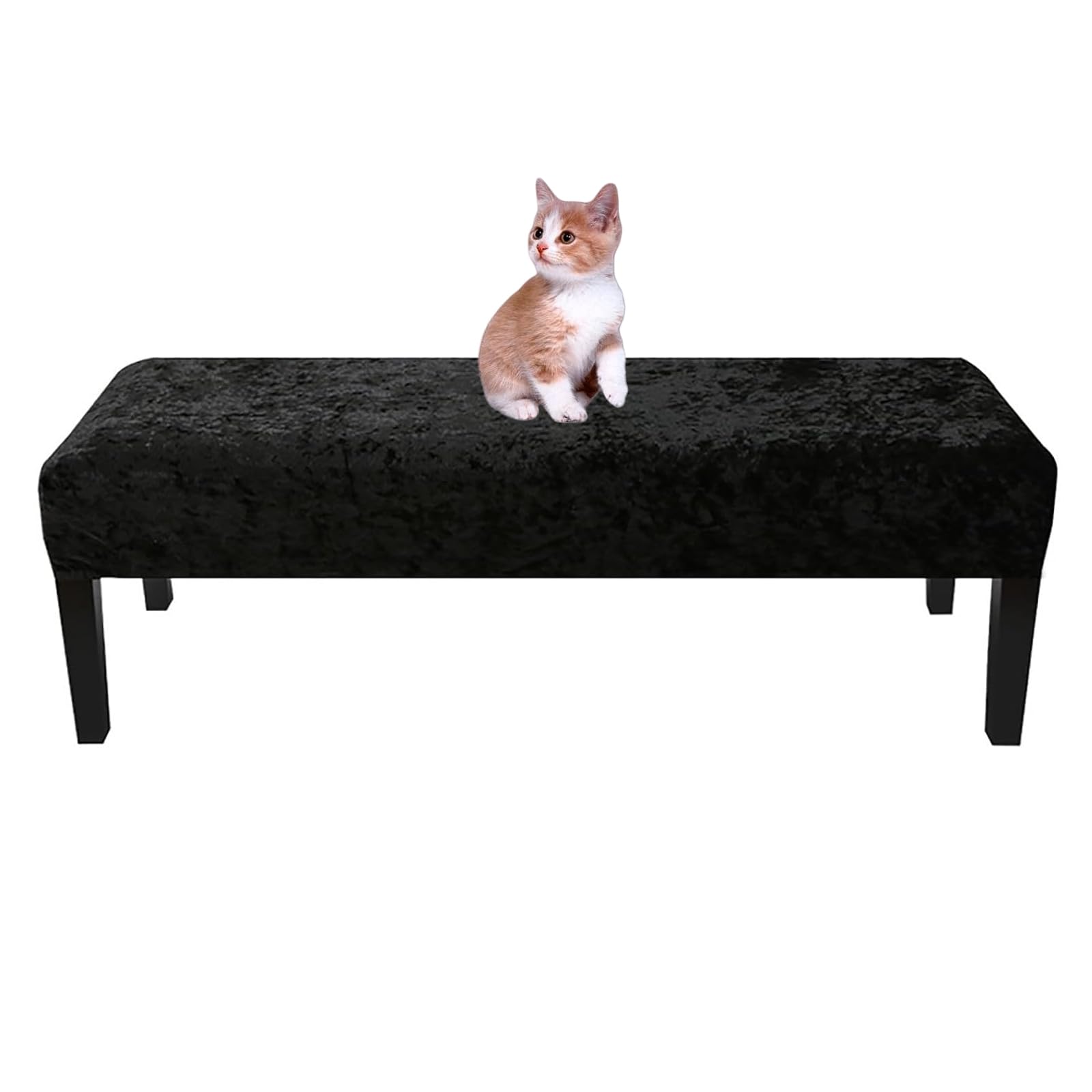 Housse de banc rectangulaire en velours noir anti-rayures