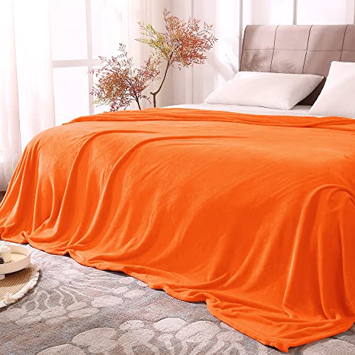Image of BEDELITE Fleece Blankets Queen Size Orange Throw Blankets for Bed, Luxury Plush Cozy Fuzzy Blanket 90x90 inches, Super Soft & Warm Blankets for All Seasons