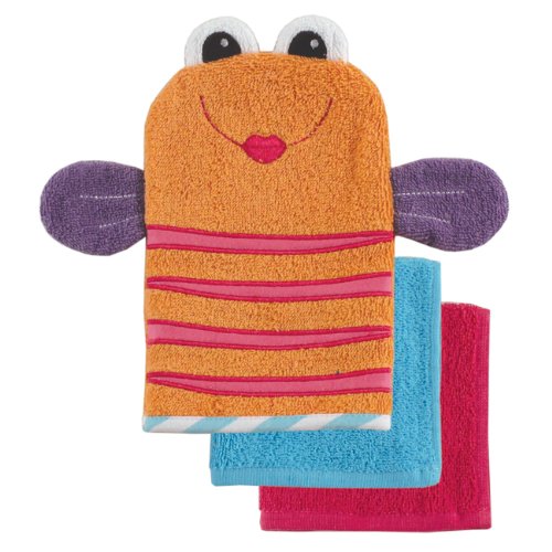 Image of Luvable Friends Wash Mitt and Washcloths, Orange Fish, 2 Count