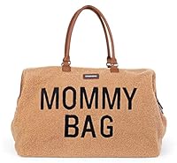 Childhome, Mommy Bag, Wickeltasche, Mutterschaft, Reisetasche, Großes Fassungsvermögen, Wickelunterlage, Verstellbarer Schulterriemen, Unterteilt, Isoliertasche, Kofferdurchführung, Teddy Beige