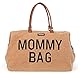 Childhome, Mommy Bag, Wickeltasche, Mutterschaft, Reisetasche, Großes Fassungsvermögen, Wickelunterlage, Verstellbarer Schulterriemen, Unterteilt, Isoliertasche, Kofferdurchführung, Teddy Beige