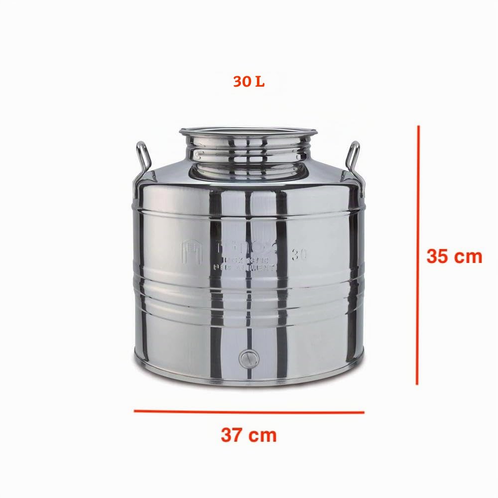 eacommerce Contenedor bidón barril para aceite de acero inoxidable Olivà con tapón hermético a rosca … (Varilla + grifo + soporte, 30 litros)