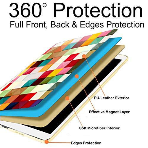 Image of DuraSafe Cases for iPad Air 5th 4th 6th 11th [ Air 11 /6 2024 /5 2022 /4 2020 ] A2588 A2316 MYFQ2HN /A MYFN2HN /A MYFQ2HN /A UltraSlim Printed Smart PU Leather Flip Folio Book Cover - Color Grid