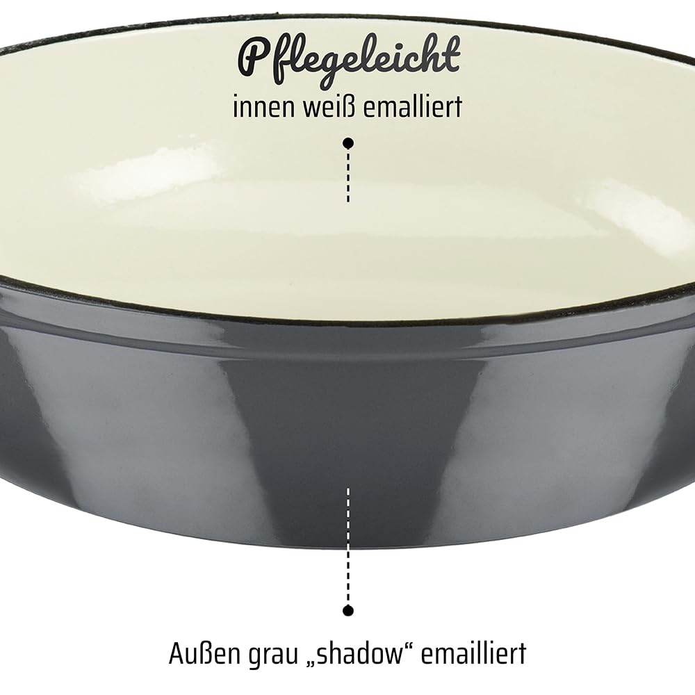 GSW 716321 Grey Shadow Schmortopf mit Deckel, Gusseisen, grau/creme - ⌀30 cm