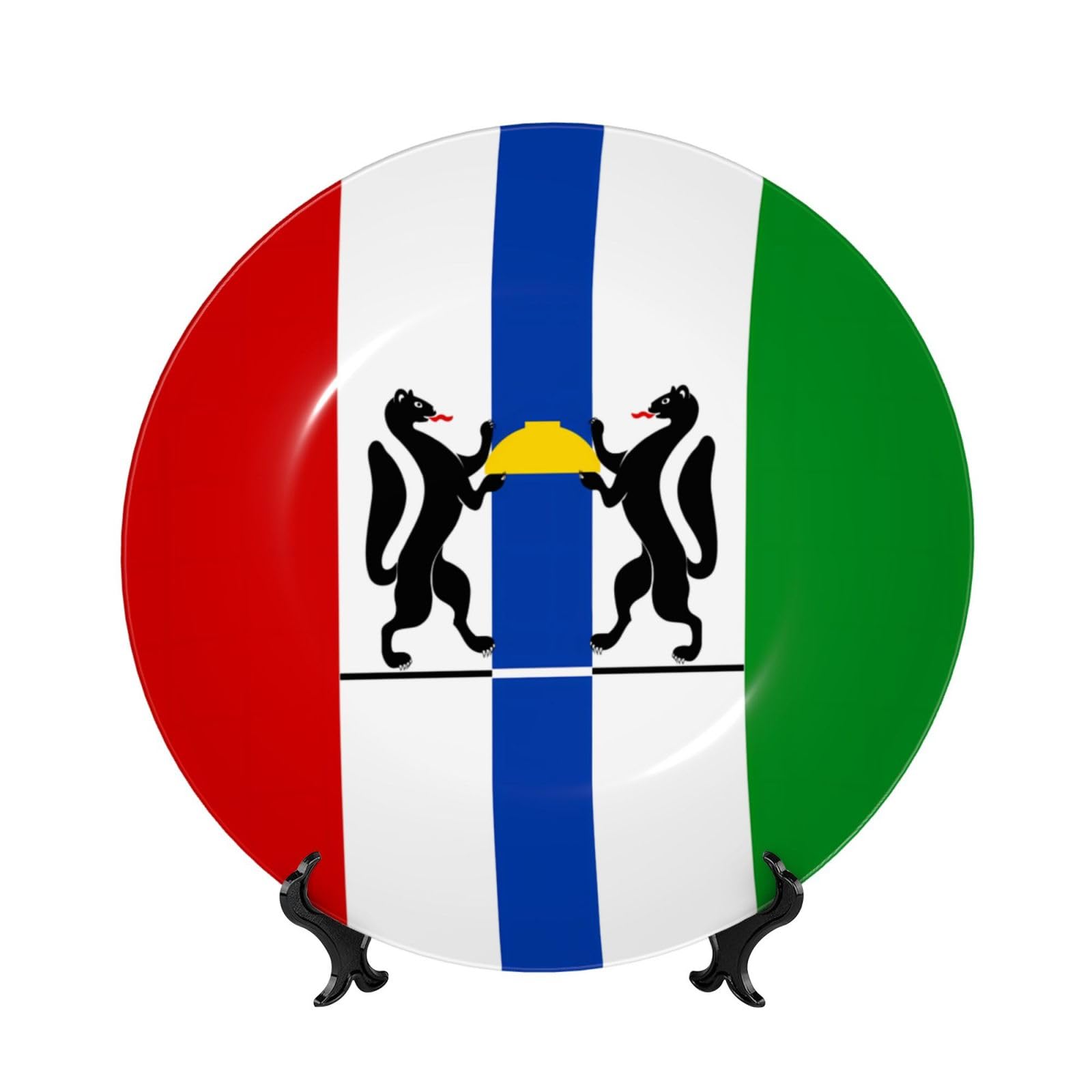 SXZVVBN Novosibirsk flag Bone China Decorative Plate Art with Stand Removable Adhesive Hanging for Home Office 7in