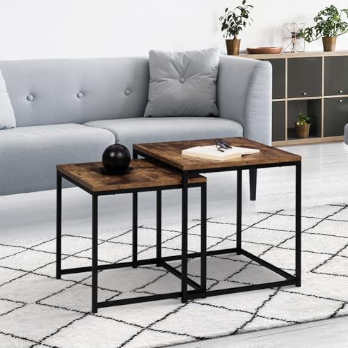 IDMarket - Lot de 2 Tables Basses gigognes Dayton 40/45 Effet Vieilli Design Industriel – Image 3