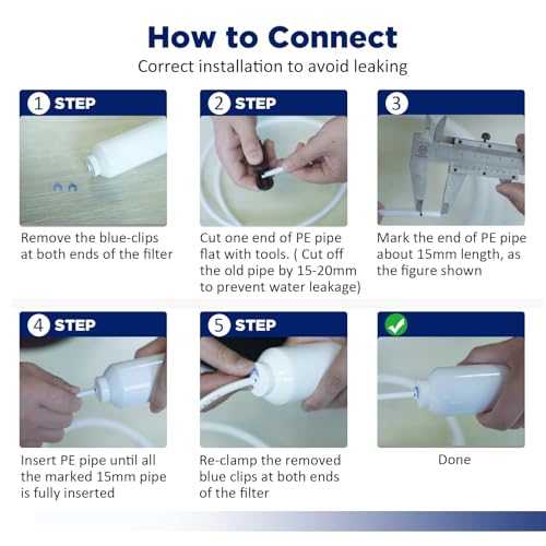 Image of Membrane Solutions 1 /4 inch T33 Inline Water Filter with 3 /8 inch Adapters | Post Carbon Filter for Undersink RO Systems, 1 /4 inch Quick-Connect Filter with 1 /4 inch to 3 /8 inch Push-to-Connect Fittings, 2 Pack