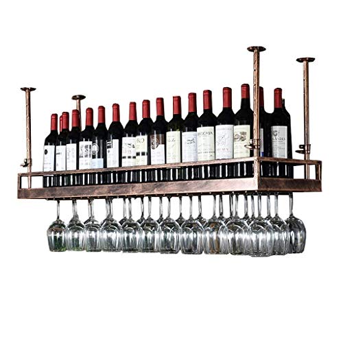 DJSMjbj - Botellero de Hierro para Colgar Copas de Vino, Estante de decoración de Techo para Bar, restaurantes, Cocina o Bodega de Almacenamiento, marrón, 150 cm