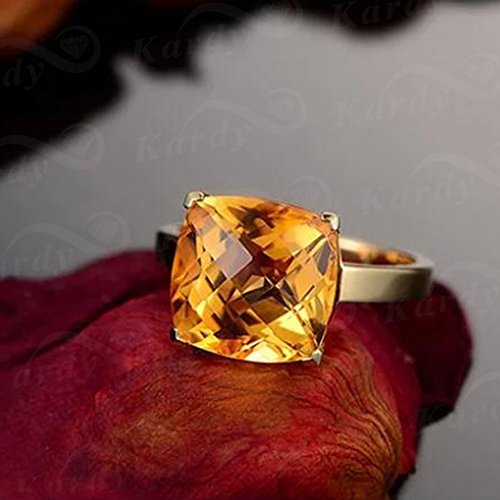 Antique Vintage 9.67ct Natural Citrine Crystal 14K Yellow Gold Wedding Promise Engagement Women's Band Ring Set4