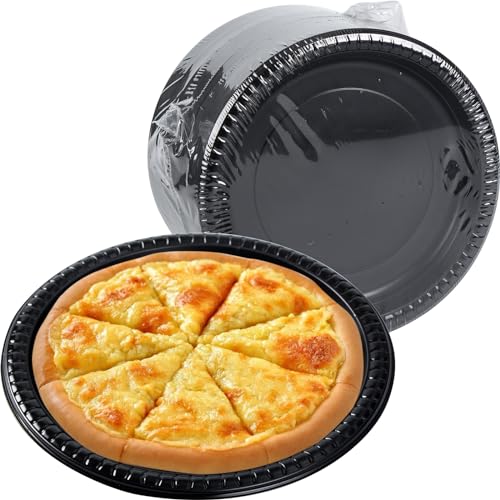 EKOSAVOR Platos de plástico reutilizables, platos de cena negros de 10 pulgadas, resistentes, aptos para microondas, fáciles de servir
