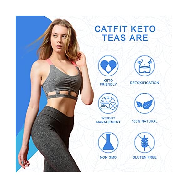 Keto-Detox-Tea-for-Weight-Loss-Belly-Fat-and-Colon-Cleanse-Organic-Herbal-Skinny-Tea-Diet-Slim-Tea-with-MCT-Oil-Fat-Burners-for-Women-and-Men-28-Day Catfit Keto Detox Tea for Belly Fat and Colon Cleanse - All Natural Detox and Cleanse, Supports A Healthy Weight, Helps Reduce Bloating, Natural Energy, Supports Immune System, Vegan, 28 Day