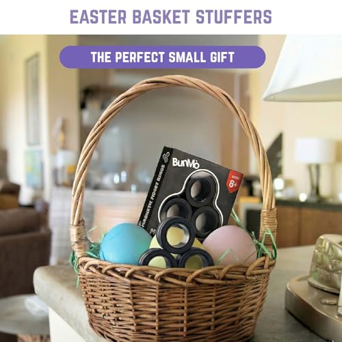BunMo Adult Easter Basket Stuffers - Fidget Rings - Black Magnetic Rings - Improved N45 Magnets, BPA-Free - Quiet Fidget Toy for Adults & Teens - Boys Easter Basket Stuffers - Image 4