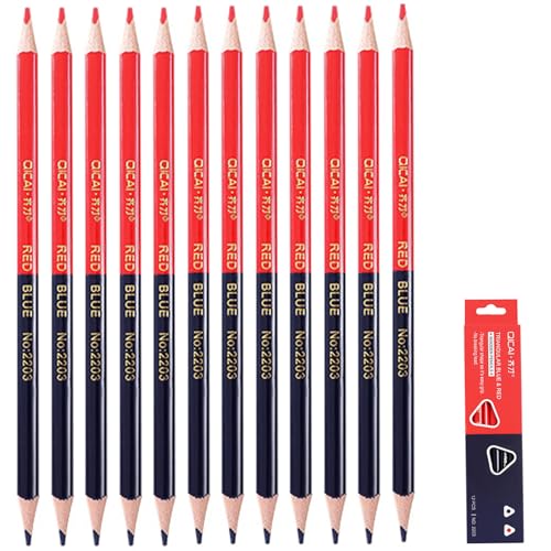 赤青鉛筆小学生 12本入 5:5 赤青えんぴつ 机から落ちない シンプルデザイン 学生やエンジニアなどに適し小学生用 用筆記用 (三角軸)