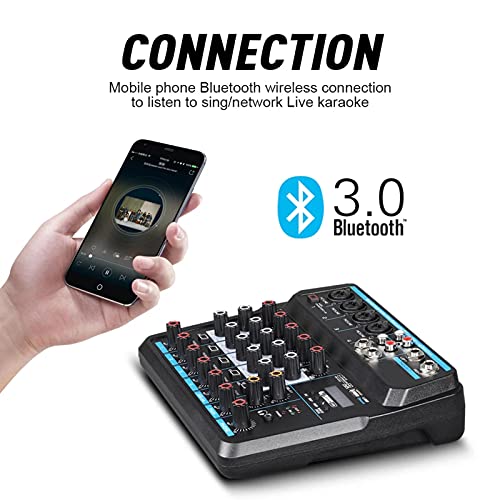 6-kanaals Draagbare Digitale Audio-mixerconsole Met Geluidskaart, Bluetooth, Usb, 48v Phantom Power Voor Dj Pc-opname - Image 6
