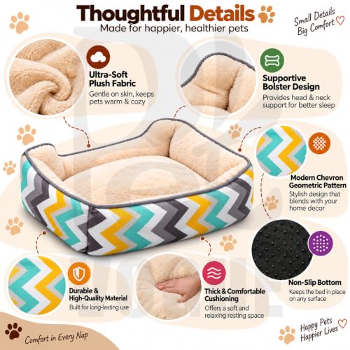 Image of PetVogue Pet Bed for Dogs & Cats, Soft Plush Cushioned Sleeping Bed with Raised Supportive Sides, Cozy Comfortable Pet Resting Mat for Small & Medium Pets, Multicolor