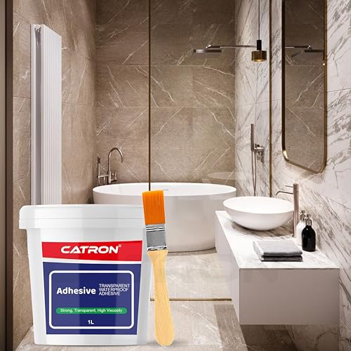 Image of Catron 1L /1Kg Transparent Waterproof Glue with Brush for Crack Seal, Roof Water Leakage Solution, Indoor and Outdoor Epoxy Resin Adhesive Sealant | for Bathroom, Walls, Tiles and Pipes