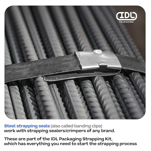 Image of IDL Packaging 1 /2 inch Open (Snap-On) Seals for Steel Strapping, Pack of 250 - USA-Made Sturdy Metal Clips for Securing Heavy Packaging and Pallet Banding - Superior Holding Power for Steel Banding Jobs