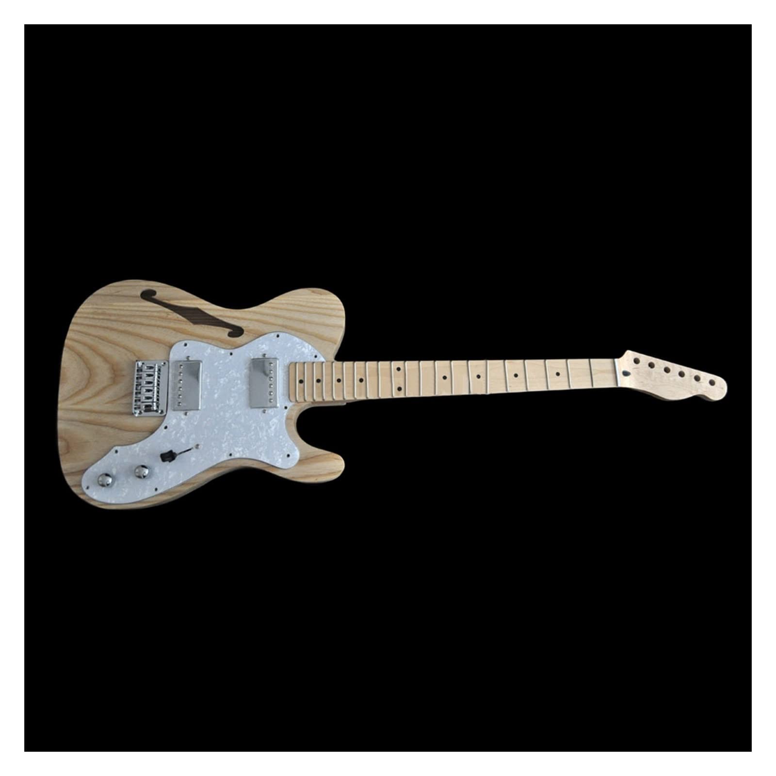 DIY Zestaw Gitary Elektrycznej Gitara Semi-Hollow Ash Body Z Otworami F Klon Szyi 21 Pręt FretsTruss Regulacja Korpus gitary