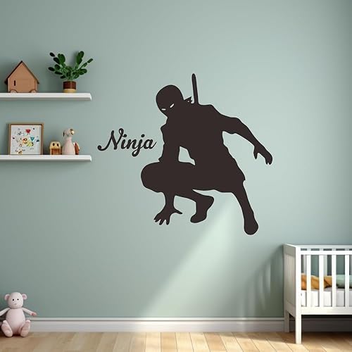 Miniatura 3 de Samurai Ninja - Adhesivo para pared, silueta de guerrero de sombra japonesa, calcomanía de pared de asesino, arte de pared de kung fu, perfecto para