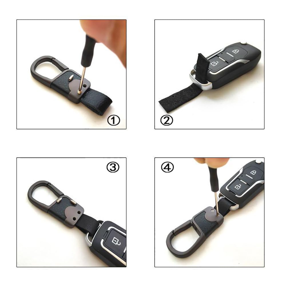 Portachiavi In Pelle Con Anello A D Per Peugeot 2008 II Active/GT 2019-2024 – Elegante, Regalo Ideale