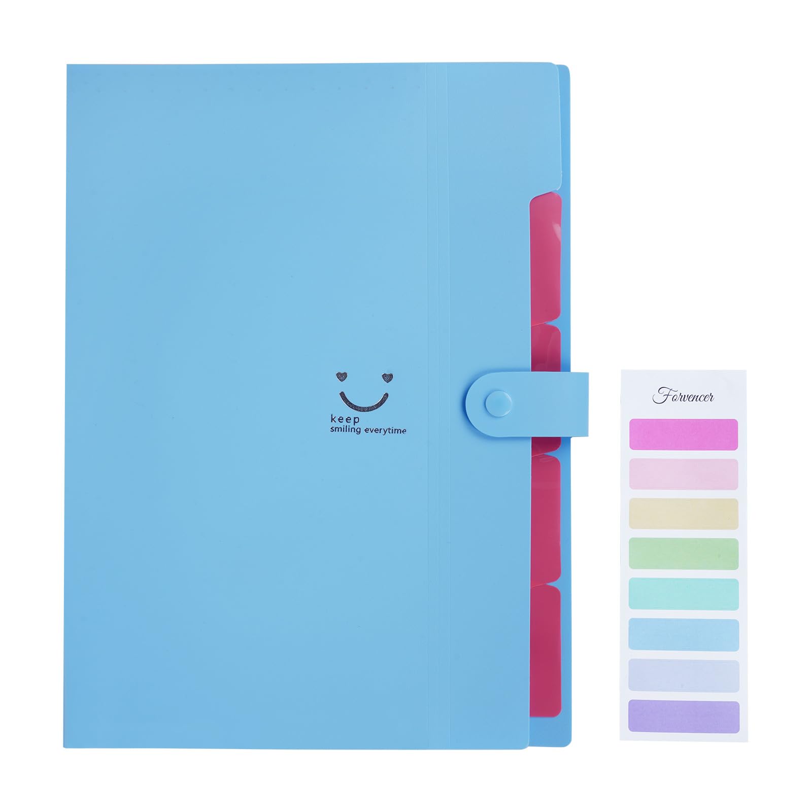 1Pc Document Organiser, A4 Document Folder with Labels, Paperwork Organiser with 5 Pockets for Home School Office Student Teacher (Blue)