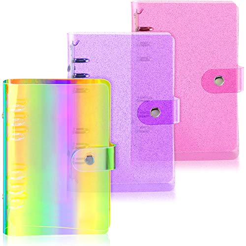 Protège-cahier A6 classeur transparent pailleté à bouton-pression pour budget et notes