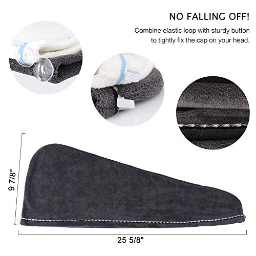 image for 2 Pack Hair Towel Wrap Turban Microfiber Drying Bath Shower Head Towel