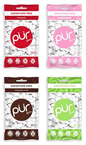 Pur Gum Variety Pack - Cool Mint, Chocolate Mint, Cinnamon and Bubblegum - 55 Pieces each