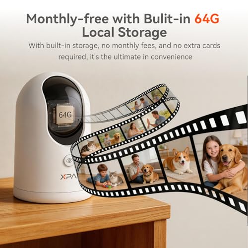 Image of 4K UHD Indoor Camera, 64G Built-in Storage No Subscription,Pet Camera Indoor with Phone App,Work as Baby Monitor /Cat /Dog Camera,360Pan&Tilt,Two-Way Talk,Privacy Mode,AI Tracking /Detection,2-Pack