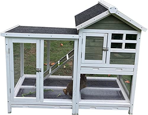 ACIYD Hühnerstall Villa Geflügelstall Kaninchenstall, Kaninchen Hutch-Outdoor Großer Kaninchen-Käfig-Woodden-Hasen-Hutch…