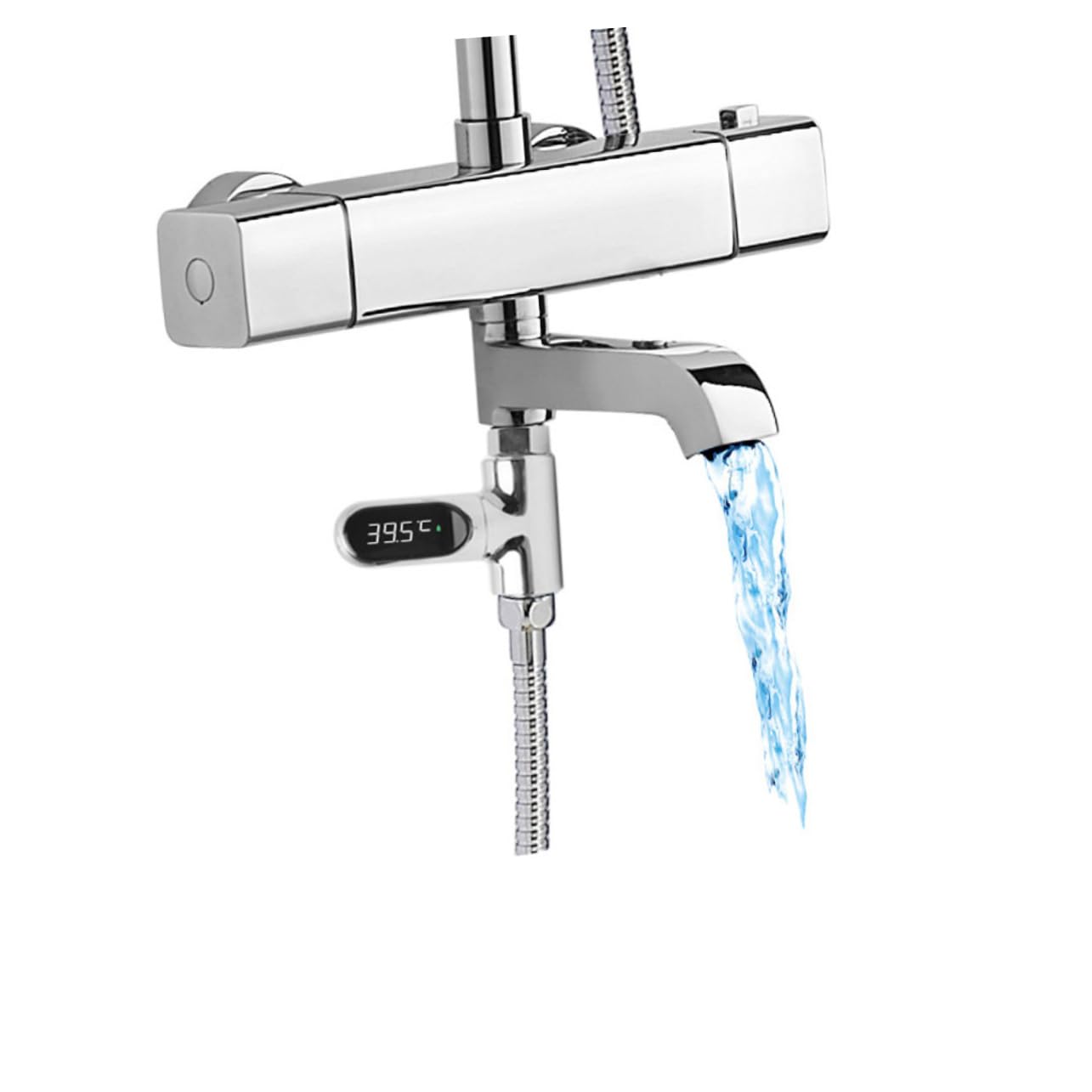 Medidor de Temperatura del Agua para Ñiño, Termómetro Ducha Digital Pantalla Led, Sensor Precisión 5-85℃, Resistente Agua, Plateado, Uso en Bañera y Baño Seguro
