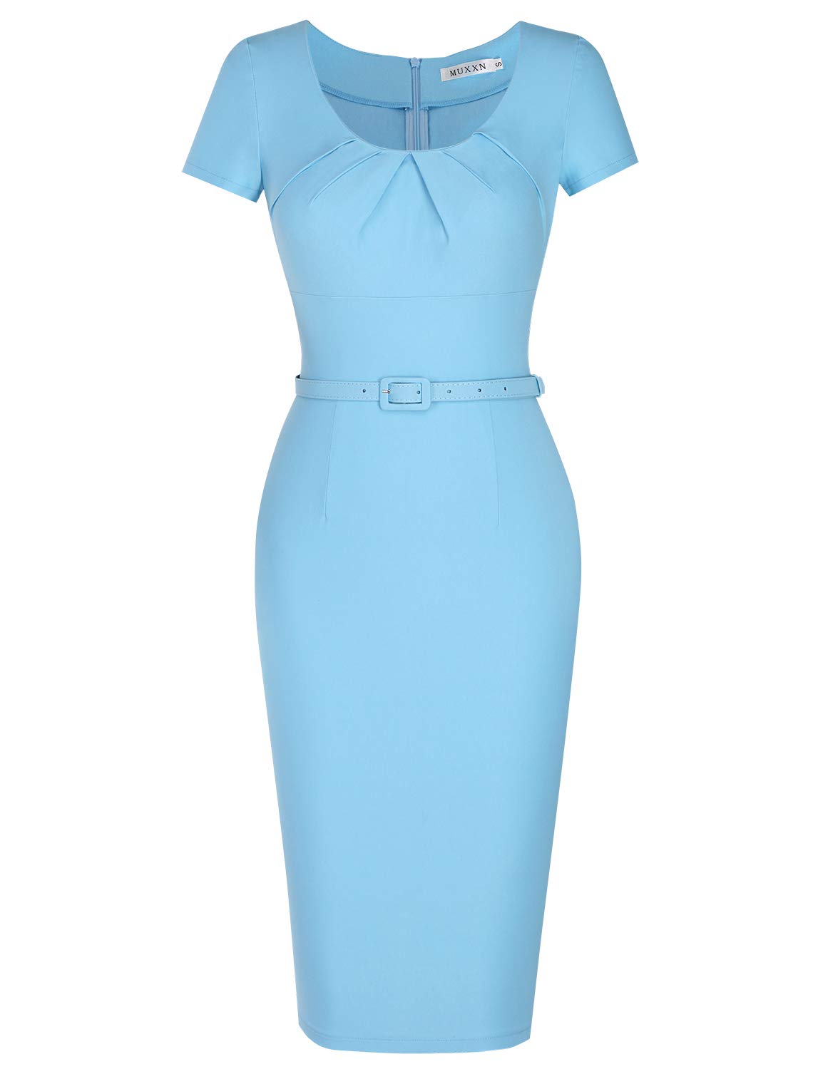muxxn women's 1950s vintage short sleeve pleated pencil dress Muxxn Womens 1950s Vintage Short Sleeve Pleated Pencil Dress