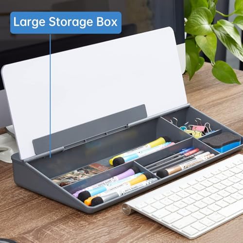 Image of UCRAVO Tabletop Smart Desk Buddy Desktop Whiteboard Easel with Storage Tray | Reusable Dry Erase Memo Board for Home Office, Study, Home School, Teachers & Students | Desk Organizer Writing Board