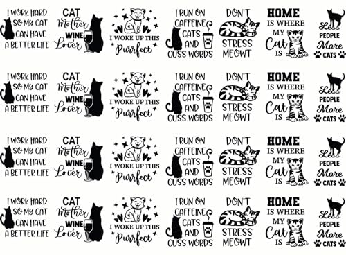 Cat Graphics 28 pcs 1 Inch Black Fused Glass Decals