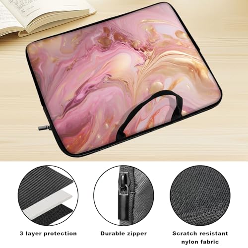 Funda para Laptop 13 Pulgadas con Asa Oro y Rosa Mármol miniatura 5