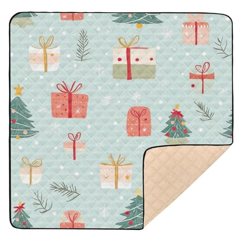 BOESI Doodle Cute Santa Claus Pattern Baby Play Mat, 50“ X 50” Washable Folding Crawling Mat, Baby Floor Mat, Soft, Thick, Non-Slip