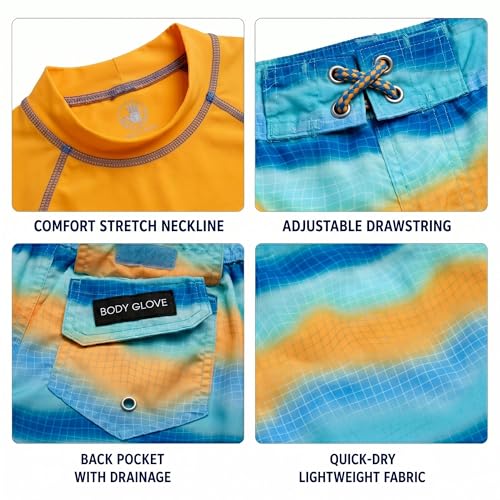 Image of Body Glove Little Boys 2-Piece Rash Guard Swimsuit Set