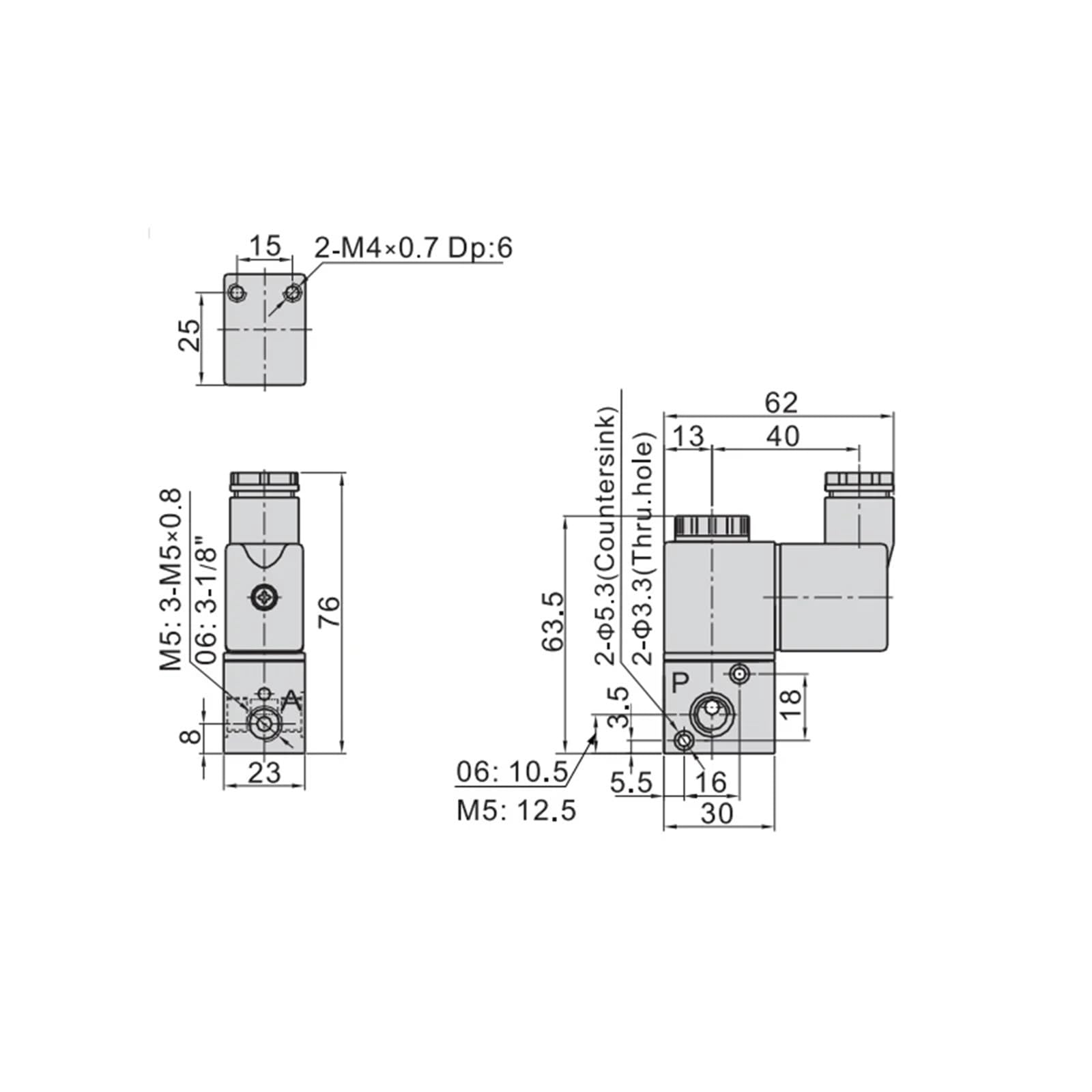 1 Uds 3V1-06 Válvula Solenoide de 3 Puertos y 2 Posiciones Valvula Neumatico neumática DC12V AC220V DC110V AC24V(3v1-06 Pc8-01,Motor with Bracket)