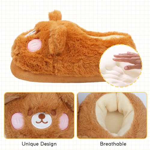Image of Women Animal Slippers Cute Plush House Shoes Warm Novelty Cartoon Slippers Gifts for Birthday Christmas