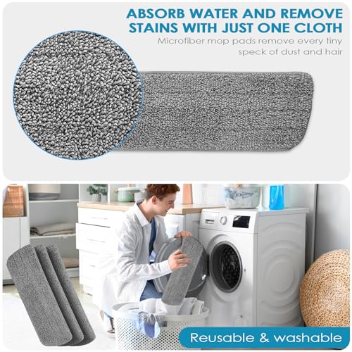 Dunkwckore Bodenwischer, 120cm Wischmopp, Wischer mit Sprühfunktion, 360 Grad Rotierender Spray Mop mit 3 Waschbaren Mikrofaser Pads mit 410ml Nachfüllbarer Wassertank, Trocken-Nassmopp für Alle Böden – Bild 7