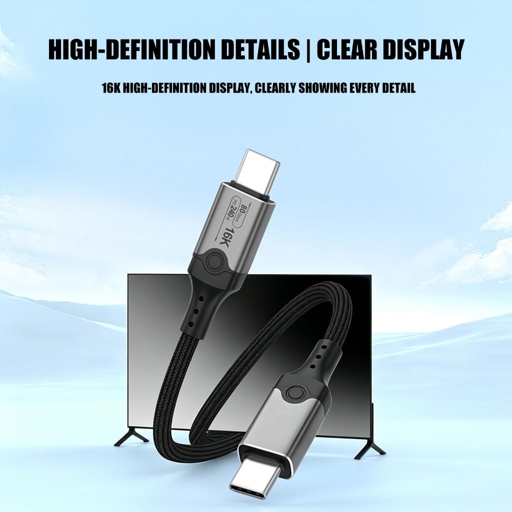 Cavo USB 5 da 240 W, 16 K a 60 Hz, cavo USB C, trasferimento dati 80 Gbps