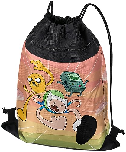 LOGOVISION Adventure Time Finn And Jake Attack Friends Drawstring Backpack Sports Bag Sackpack 17