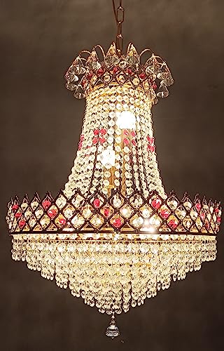 Image of Chandelier Ceiling Lamp Jhumar Glass Crystal Big Size Jhumar Lamp for Living Room /Hall /Bed Room