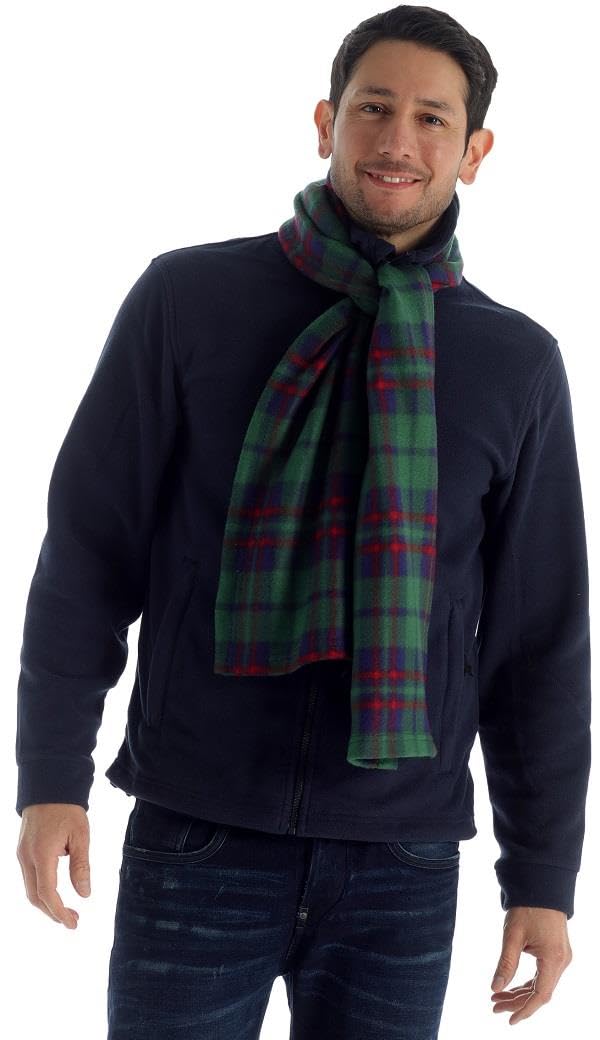 Adore Green Super Soft, Cosy And Warm Tartan Check Fleece Scarf Scarves With Tassles (Green)