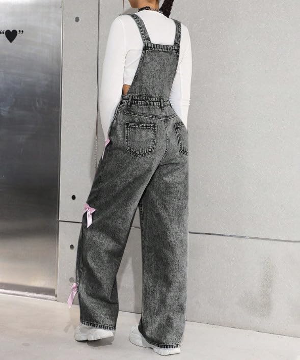 Combinaison large délavée en denim premium pour fille