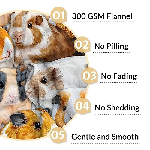 Guinea Pig Blanket Gifts - 50x60 Inches Cute Throw for Girls & Boys - Brown Soft Fuzzy Blankets for Bed, Couch & Living Room