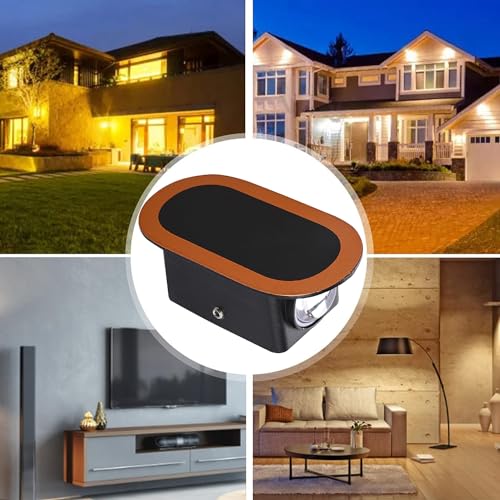 Image of GIGAWATTS 2W Wall Light BIS Approved Oval Shape 2 Way COB LED Exterior Indoor Mount Fixture Black Gold Up Down Sconce Lamp for Home Balcony Living Room Bedroom Decor (1Pc, Warm White)